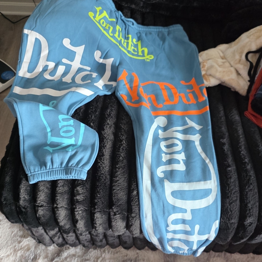 Von Dutch Blue Joggers with Multicolor Logo